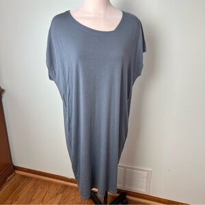 Eileen Fisher Slate Blue Rayon Stretch Dolman Sleeve Midi Dress Women’s Size L